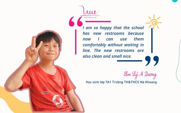 Sharing from Ly A Duong, a 7th-grade student at Na Khoang Primary & Secondary School at the inauguration ceremony of 15 new restrooms for students in Bac Kan province.